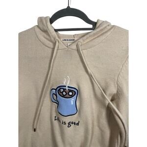 Life is Good Hooded Sweater Women's Medium Hot Chocolate Graphic